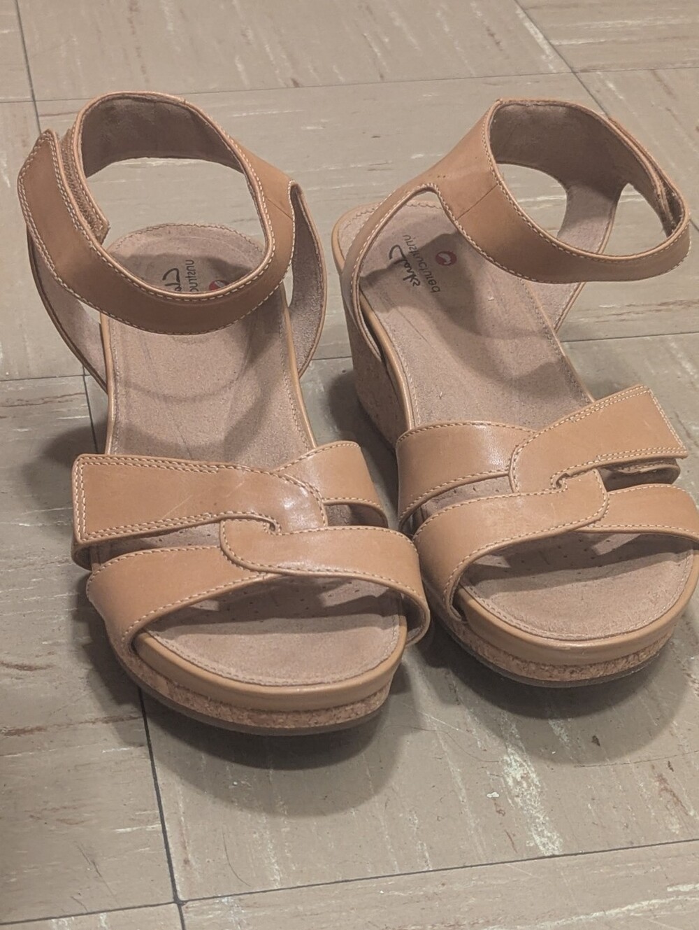 Clark's Tan Women’s Platform Sandals with Ankle Strap